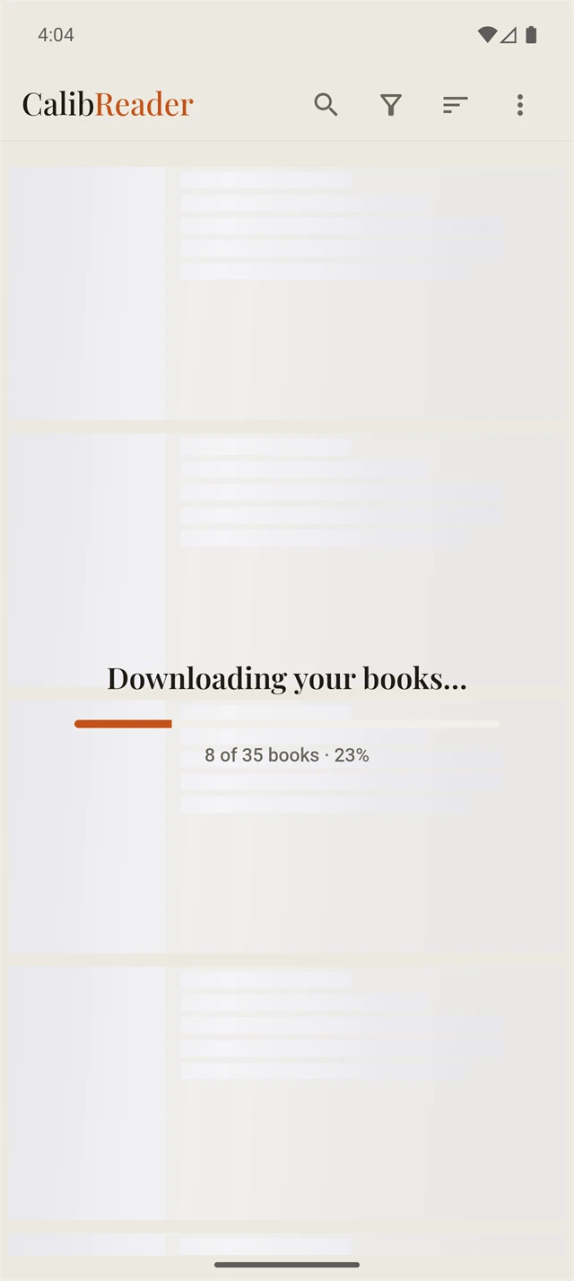 CalibReader downloading the library during the first sync