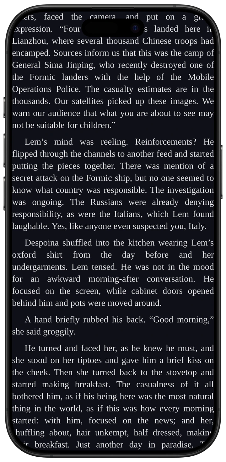 CalibReader reader with margins set to zero, text running edge to edge